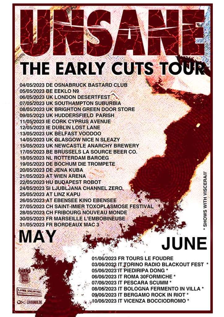 Unsane Europe and UK tour poster