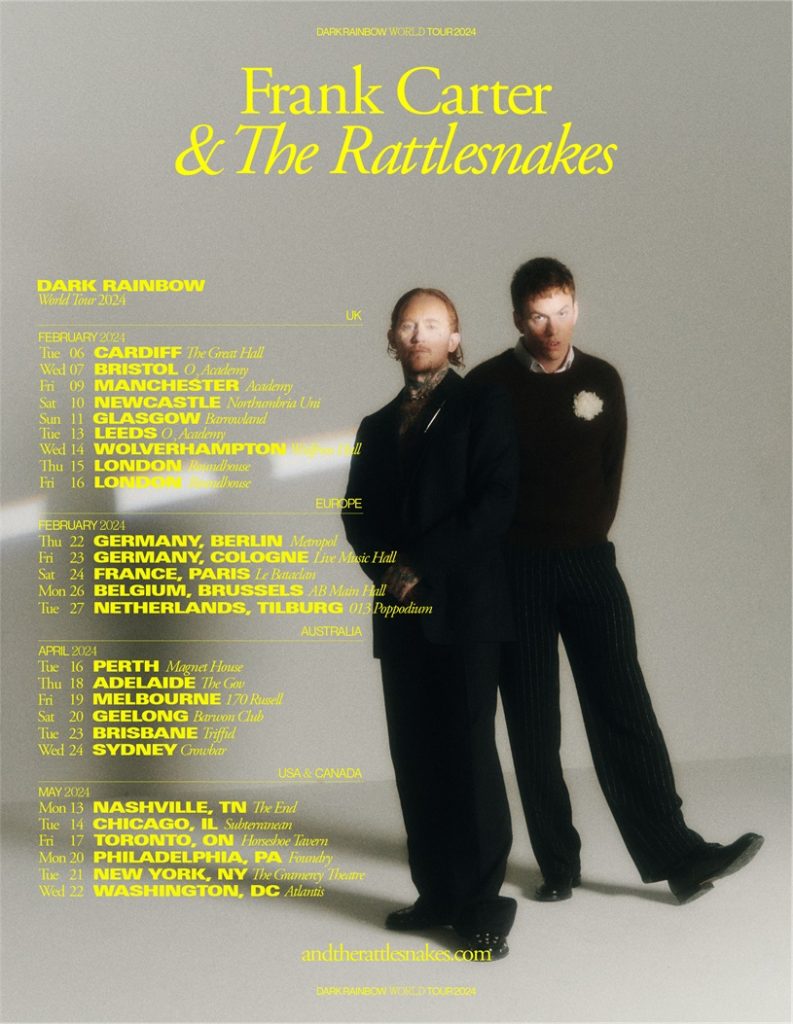 Frank Carter & The Rattlesnakes - 2024 tour dates