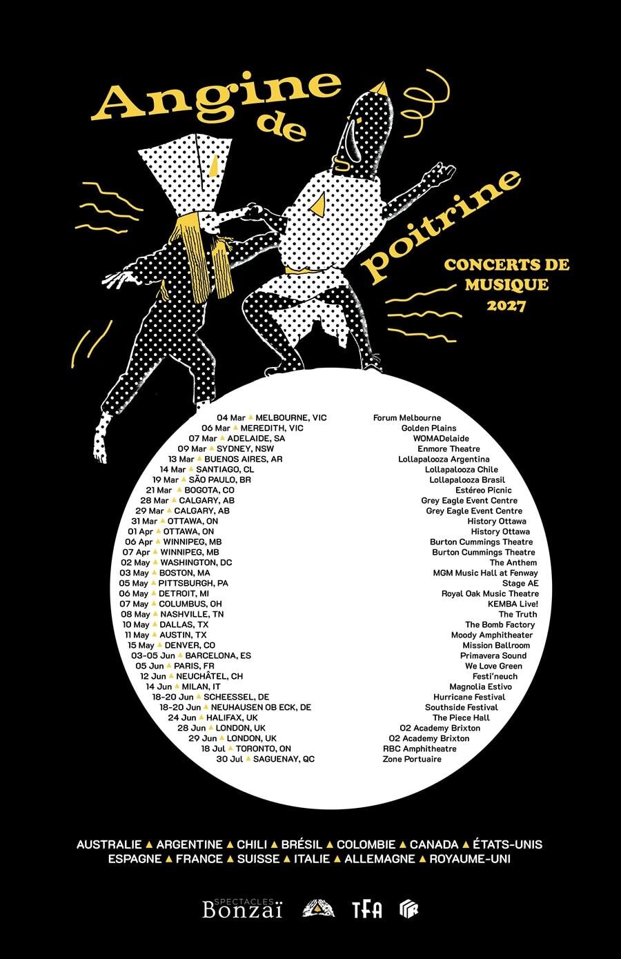 Angine de Poitrine World tour 2027 poster
