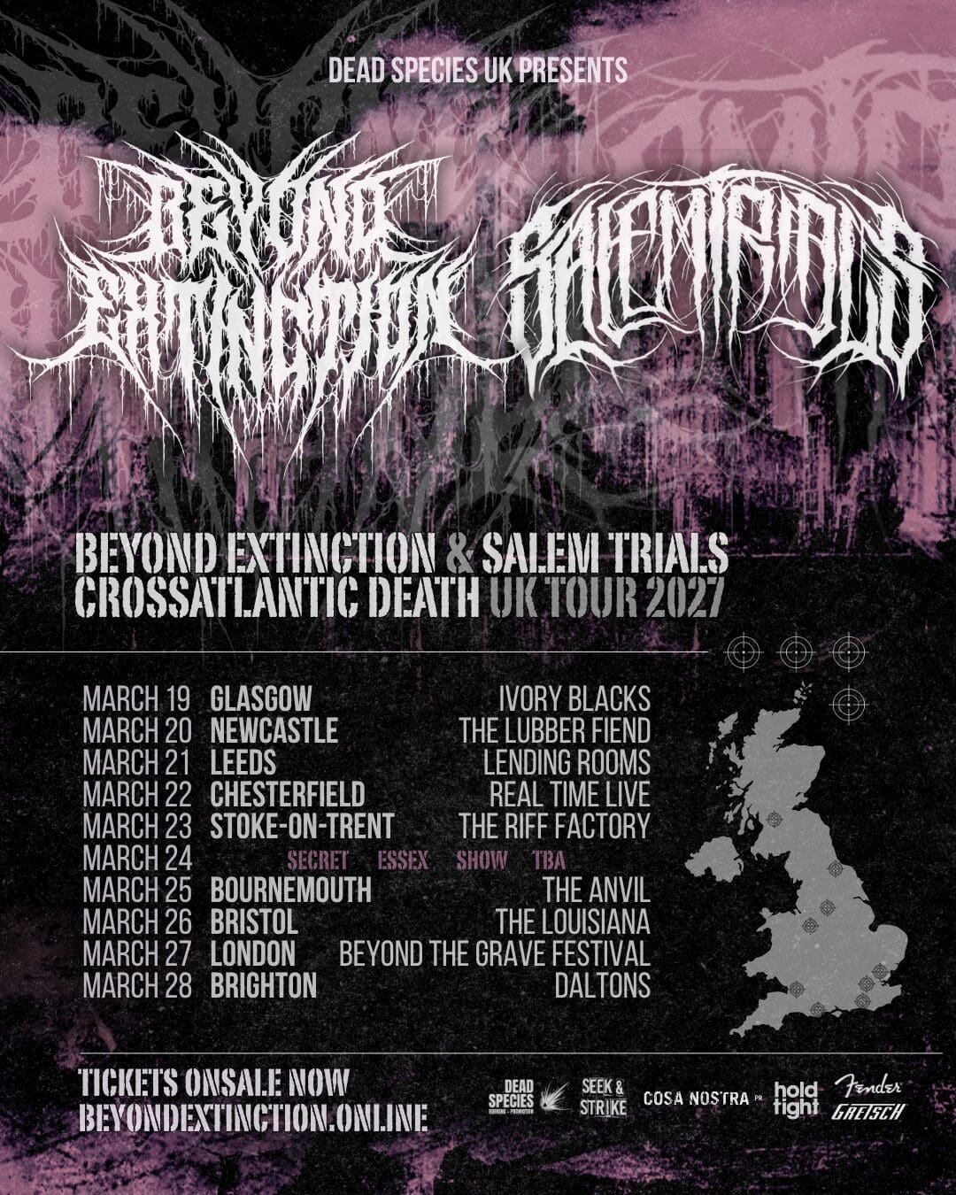 Beyond Extinction UK tour 2026 poster