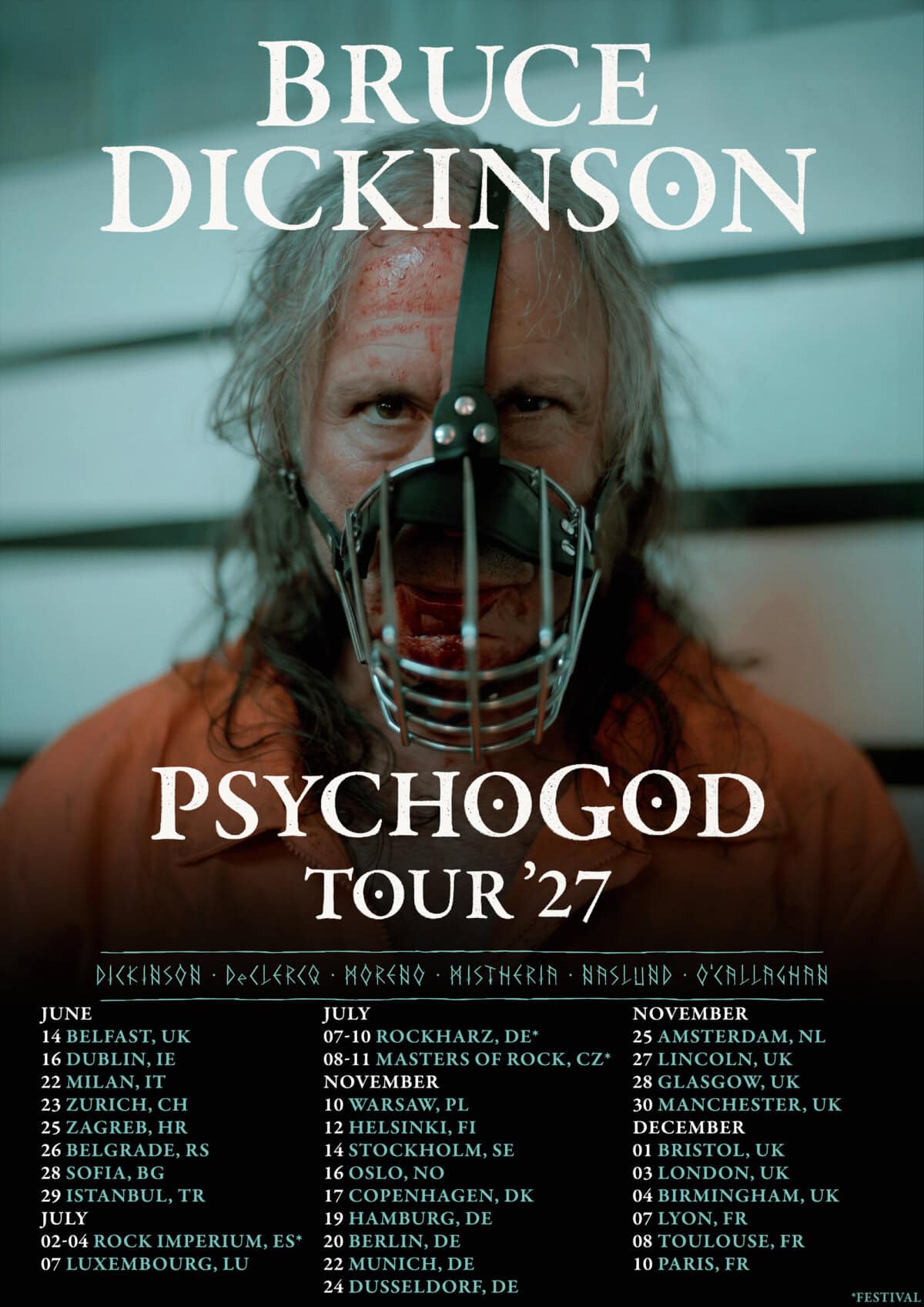 Bruce Dickinson European tour 2027 poster