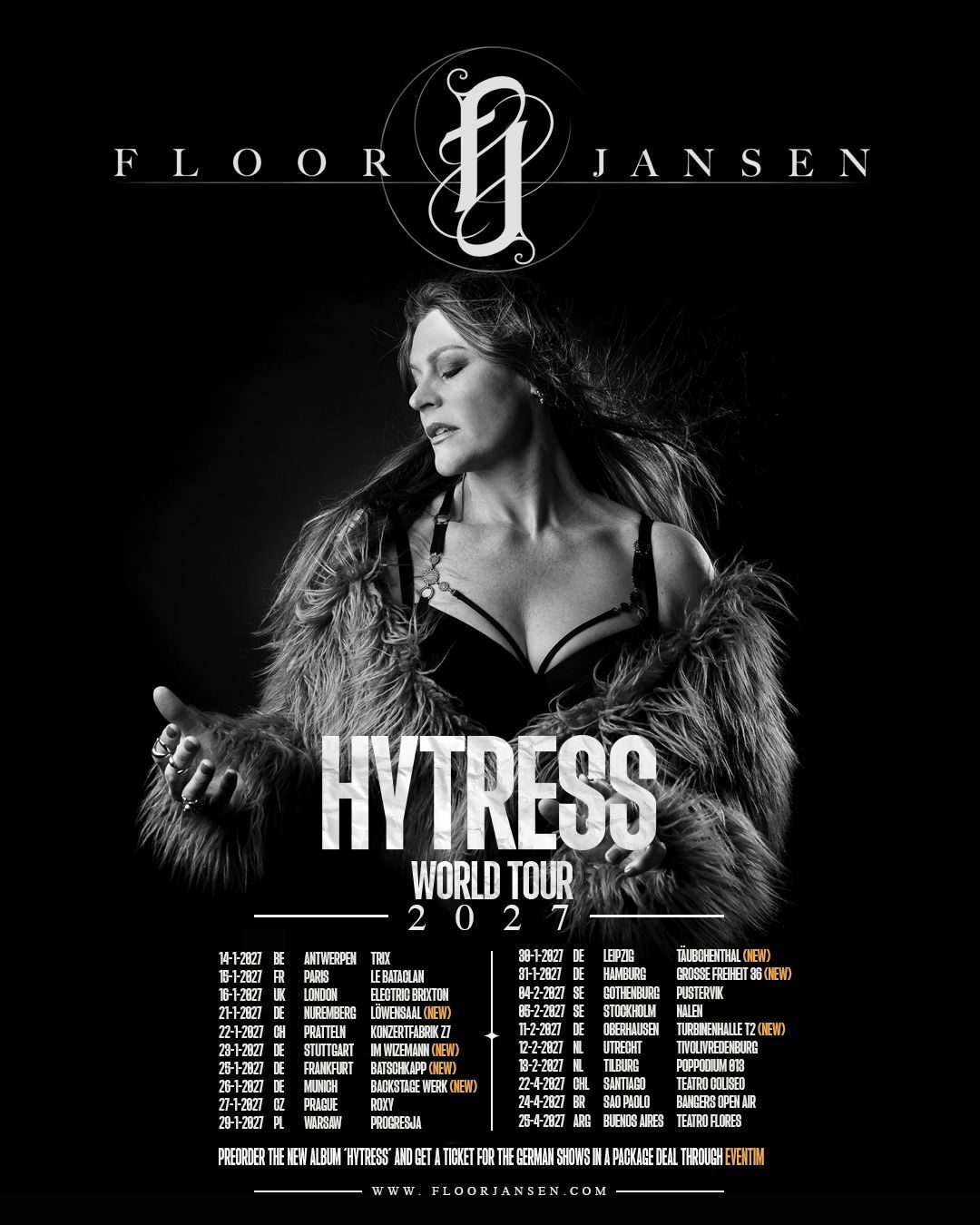 Floor Jansen UK tour 2027 poster