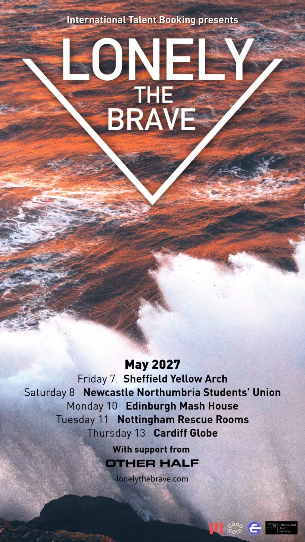 Lonely The Brave UK tour 2027 poster