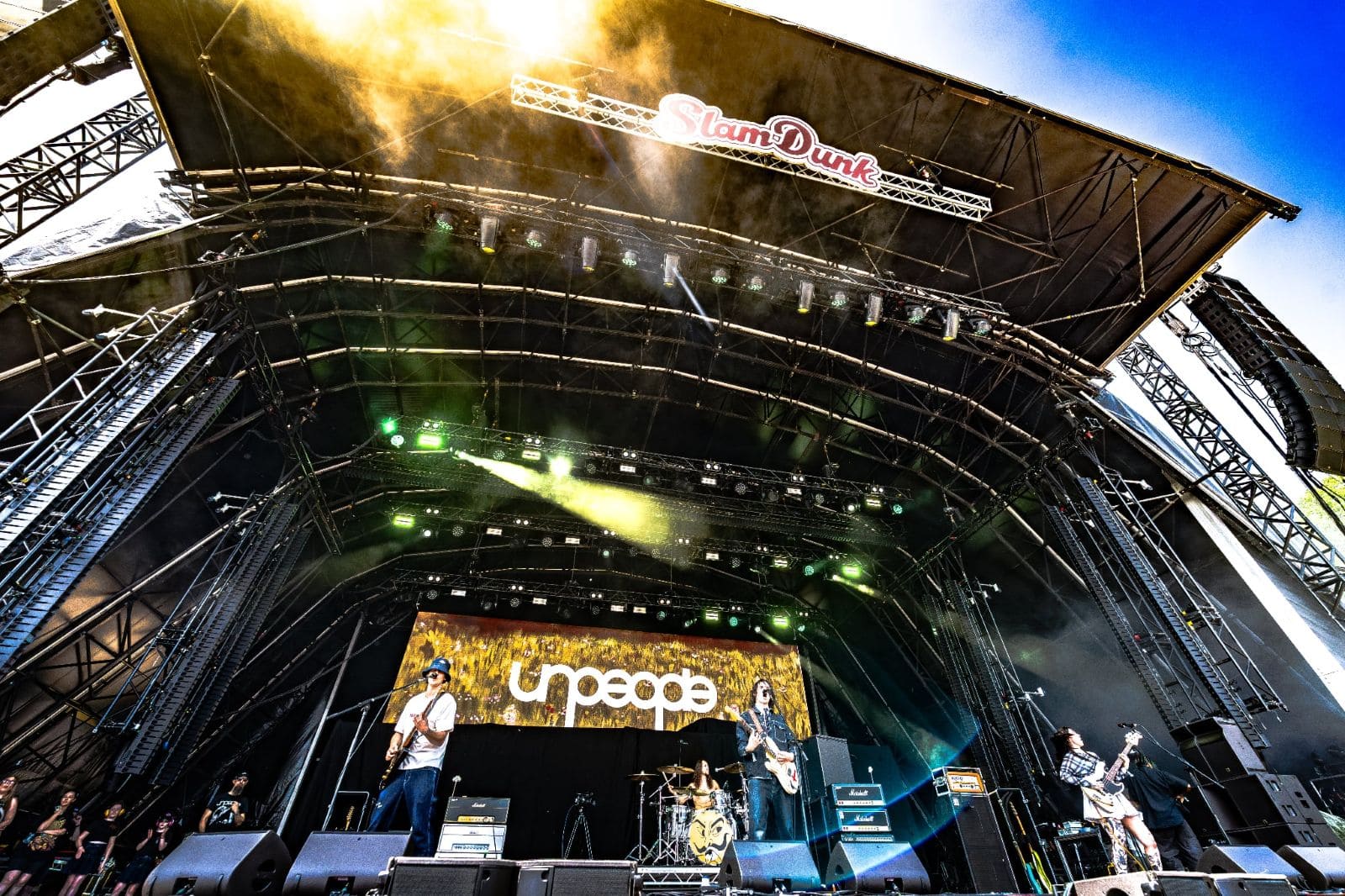 Unpeople playing under the Slam Dunk sign on the main stage at Slam Dunk South 2026, Hatfield Park